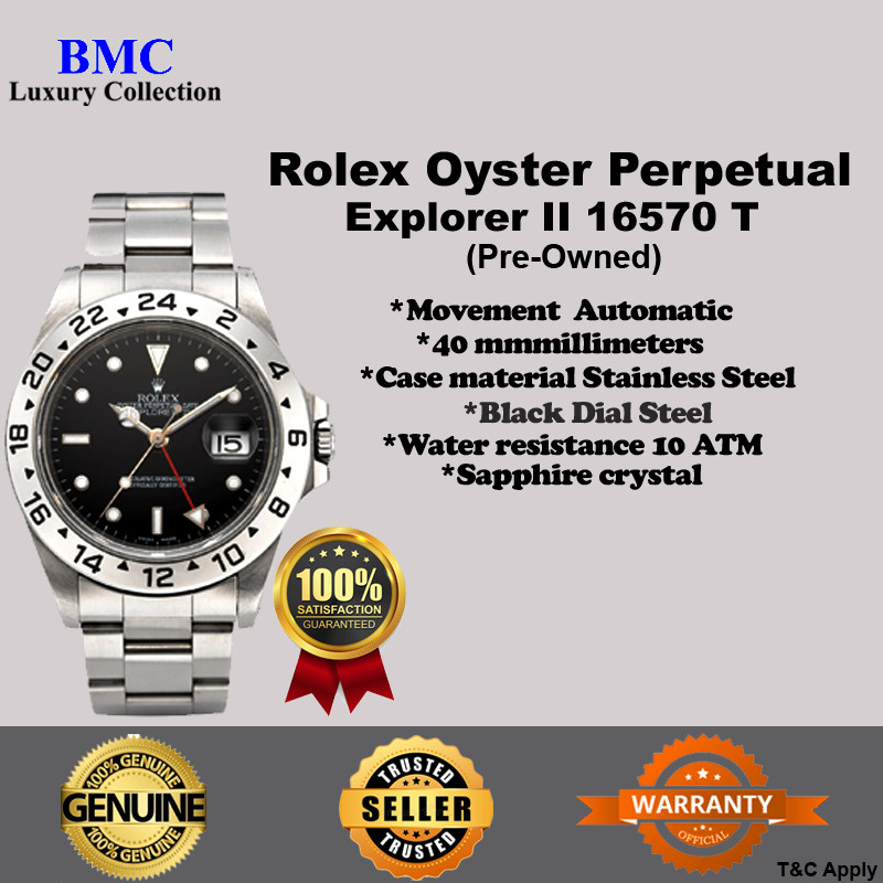 Rolex Explorer II 16570 T Stainless Steel Oyster (หน้าปัดสีดําแบนด์)