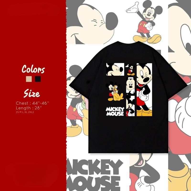 (จัดส่งตลอด 24 ชั่วโมง)เสื้อยืด Oversize เสื้อยืดโอเวอร์ไซส์ลาย Mickey Mouse ลิขสิทธิ์แท้ สไตล์เรโทรสุดชิค ผ้าคอตตอน100%