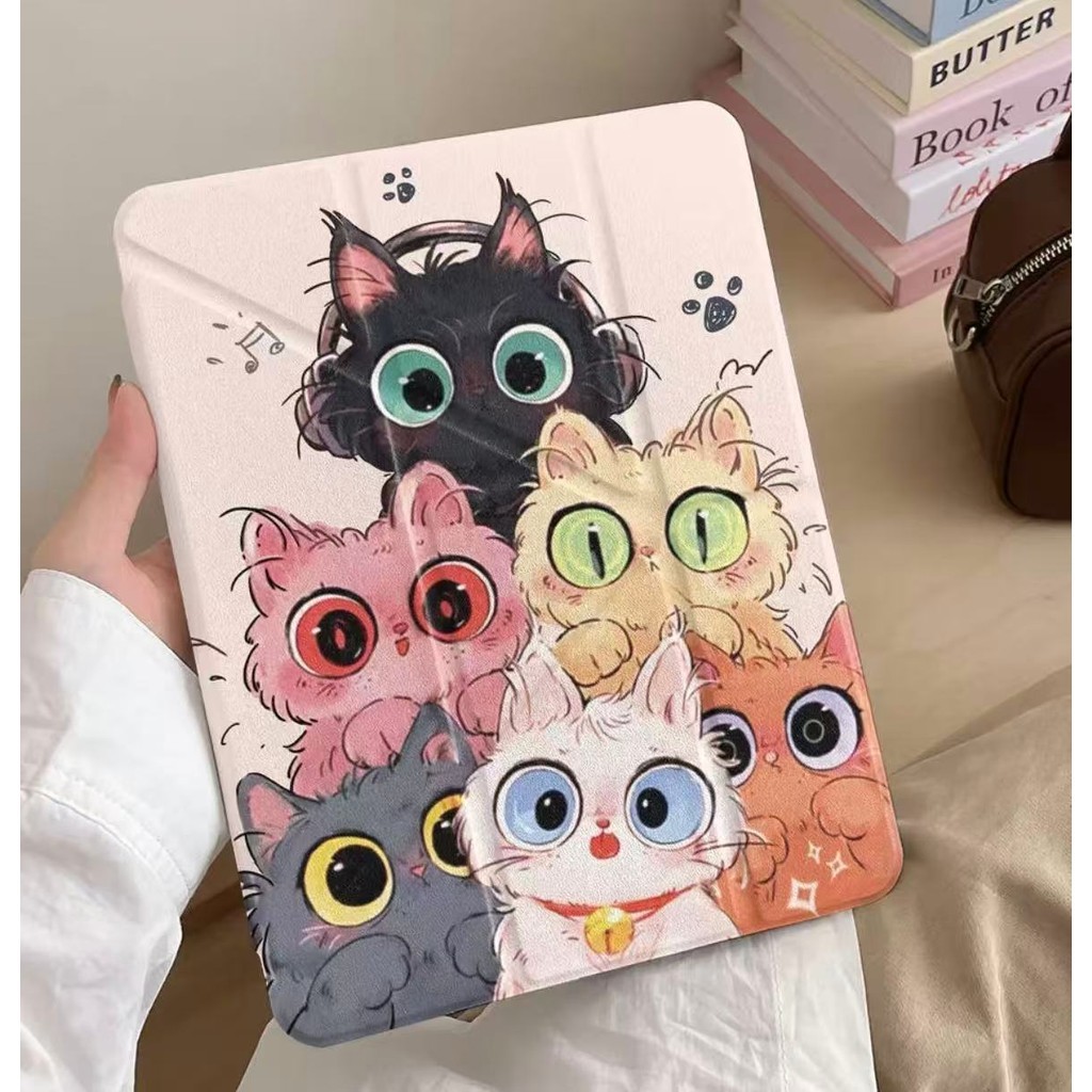 NEW!เคสน่ารักสำหรับ iPad วัสดุป้องกันใส iPad Air 7/6/5/4 & iPad 10 Pro 2024 & Air M3/A16เคสสมาร์ทสำห