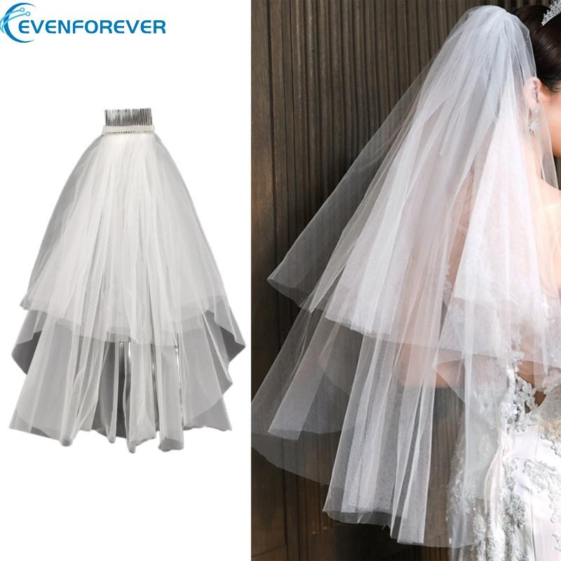 EV Wedding Layered Veil เจ้าสาว Tulles พร้อม Bowknot