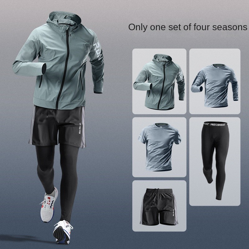 New Running Outfit Men's Morning Jog Suits Spring Quick Dry Training Cycling Sports Gym Gym Clothes 