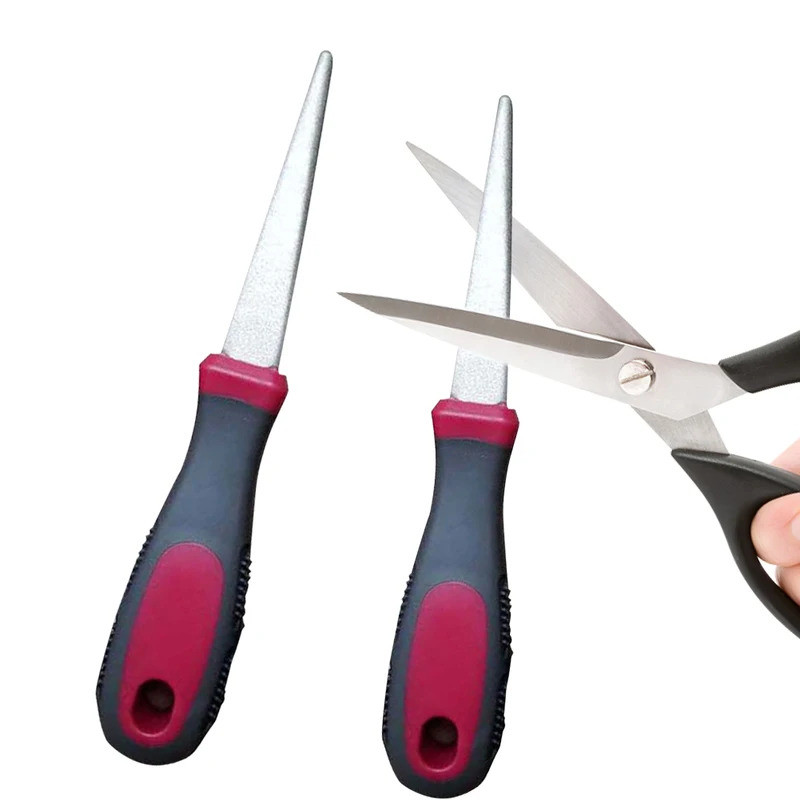 Double Side Flat Curved Hand Sharpener with Non-Slip Handle Diamond Blade Sharpener Metal Diamond Kn