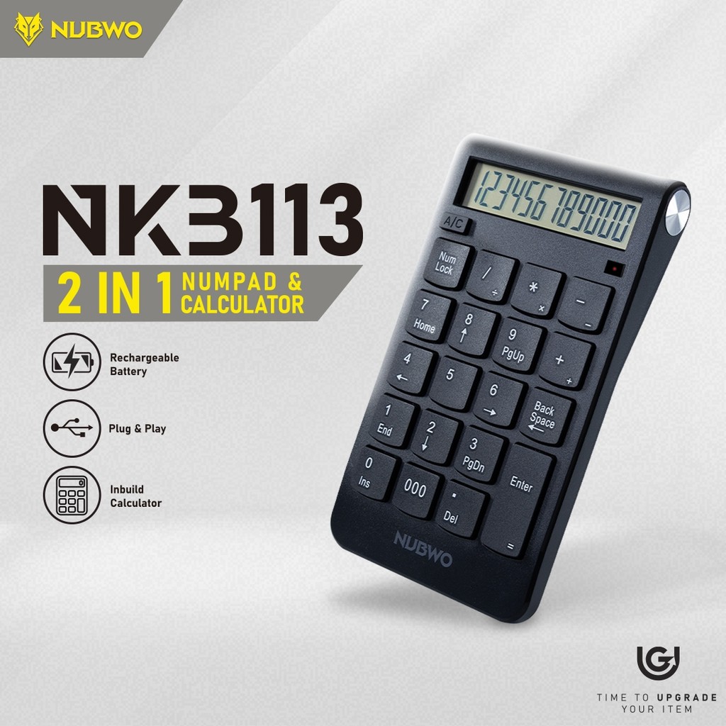[ประกัน 1 ปี] NUBWO NKB113 2in1 Numpad & เครื่องคิดเลข เชื่อมต่อไร้สาย 2.4GHz เสียงเงียบ พกพาง่าย