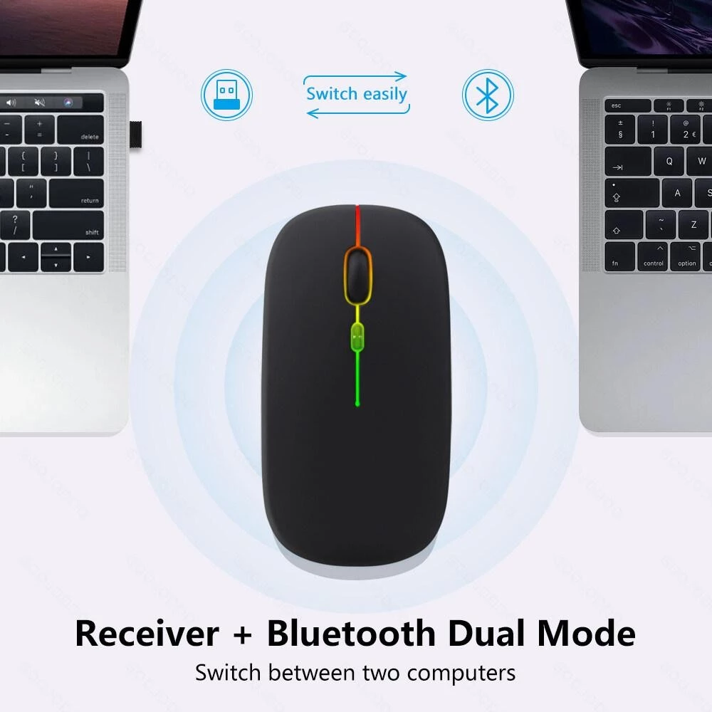 เมาส์ไร้สาย Dual Mode 2.4Ghz USB + Bluetooth มีไฟ LED thumbnail 7