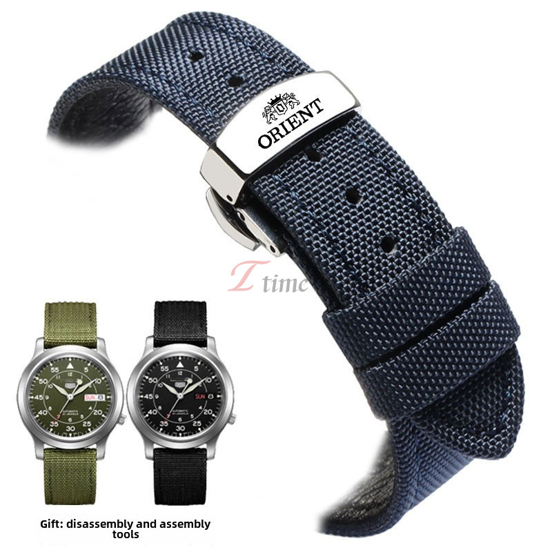 18/19/20/21/22/23/24มม.ผ้าใบและสายนาฬิกาหนังแท้สําหรับ Orient-Unisex Pin Buckle & Butterfly Clasp Options - การออกแบบปลายแบนสําหรับที่สมบูรณ์แบบ