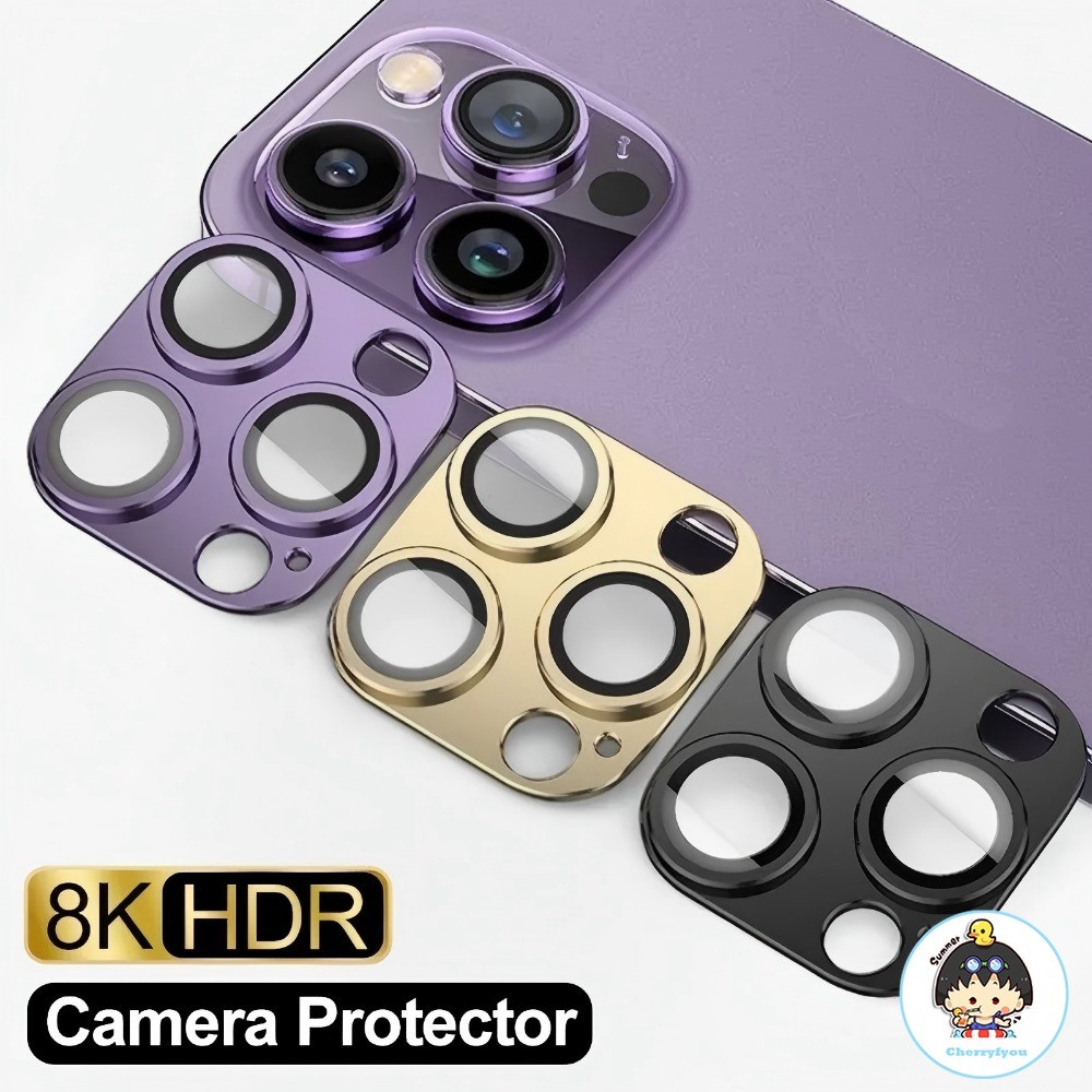 โลหะกล้องเลนส์ป้องกันกระจกสําหรับiphone 16 15 14 13 12 11 Pro Max HDกลับเลนส์ป้องกันฟิล์มสําหรับiPhone 15 14 Plus