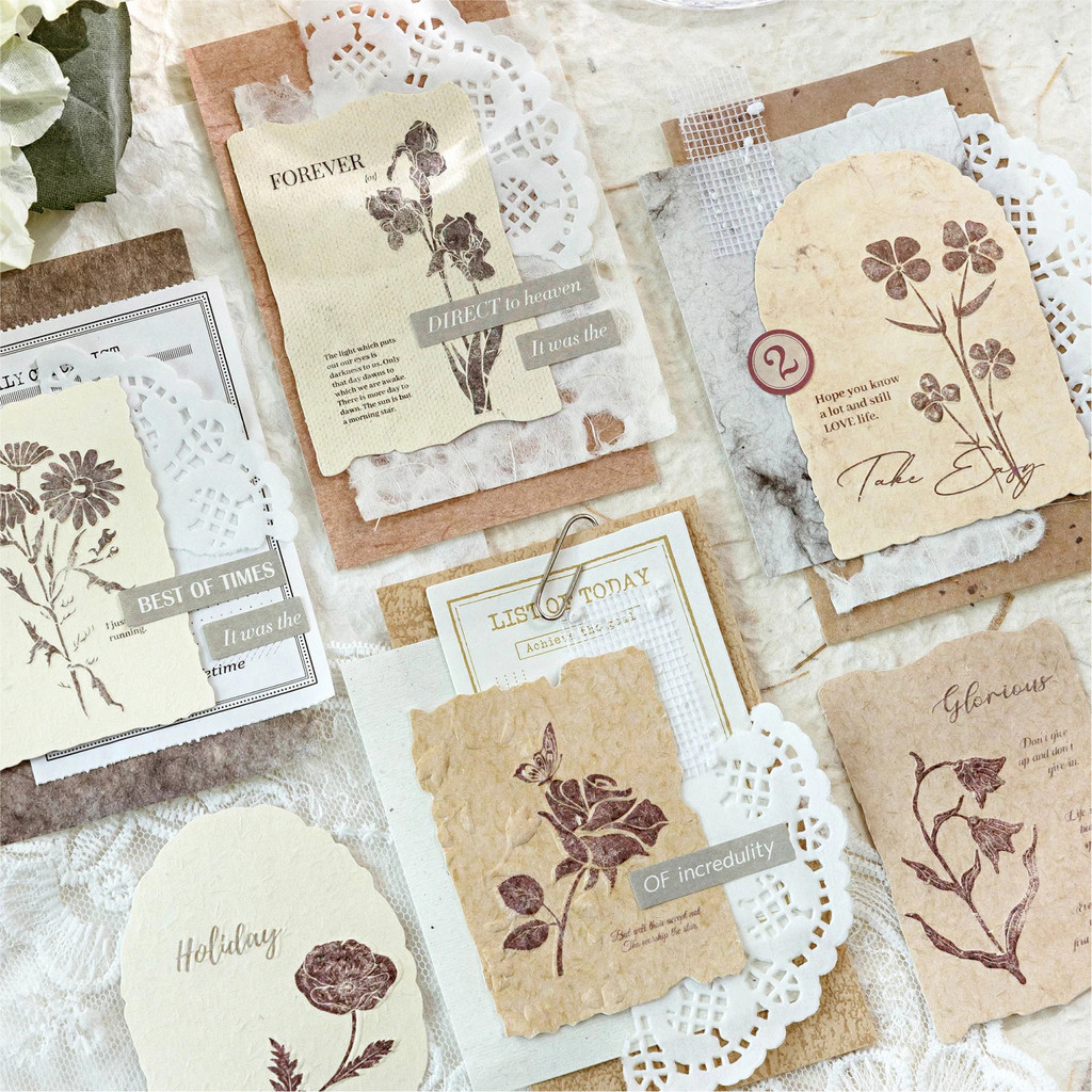 Journal GO 30 ชิ้น/กล่องสติกเกอร์กระดาษวานิลลา Creative Scrapbooking Collage Junk Journal diy วัสดุเนื้อสําหรับหัตถกรรมทํา