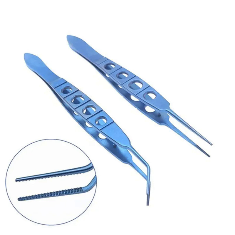 1pcs Ophthalmic tweezers Nucleus Fragment Forcep Straight/ Angle Titanium  Eye Surgical Crushing Nuc