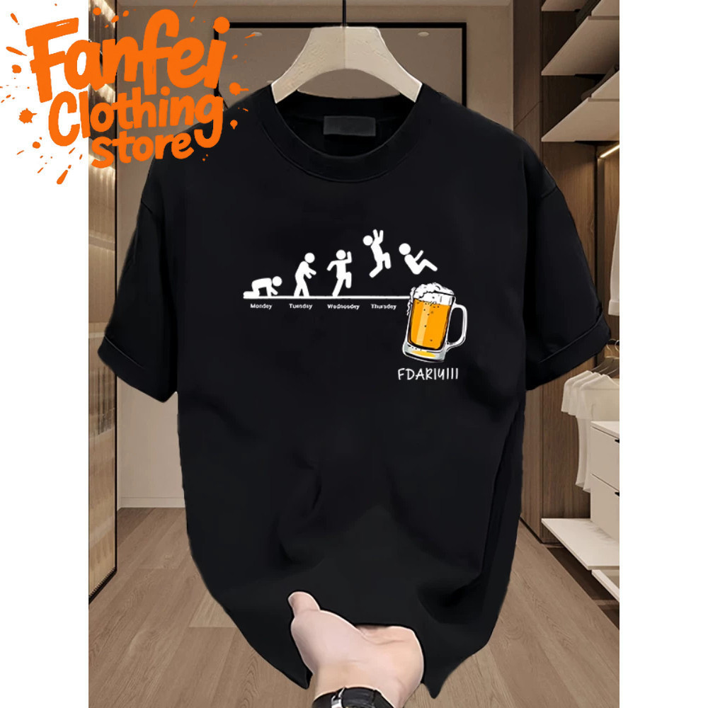 (จัดส่งตลอด 24 ชั่วโมง)Fanfei t-shirt cotton100% เสื้อ oversize ศิลปะแห่งการจัดวาง พิมพ์ลาย ทรงหลวม แขนสั้น มินิมอล