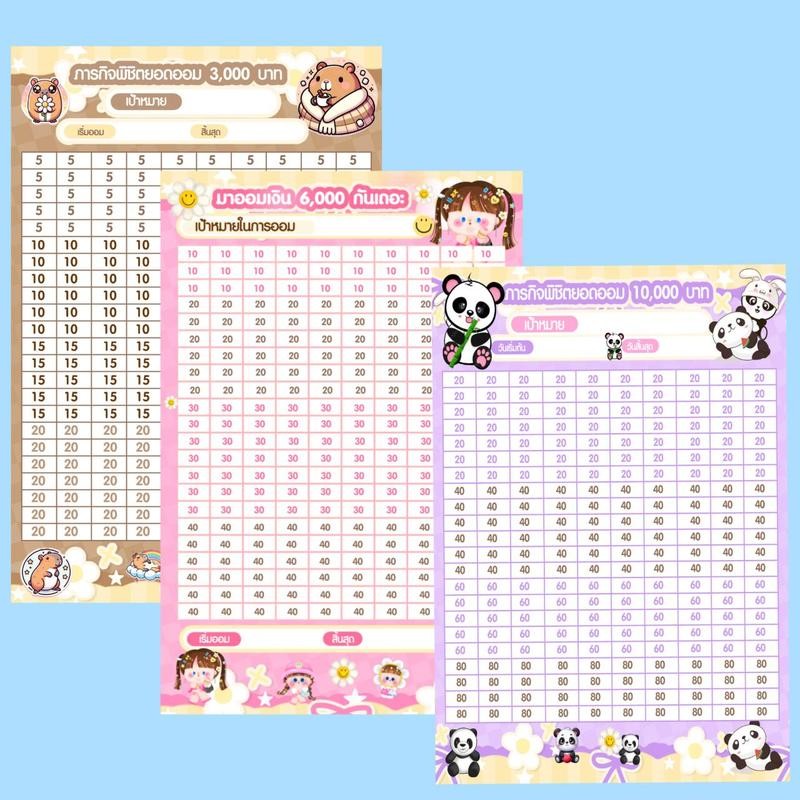 JM - [Set4ใบ] สติกเกอร์ตารางออมเงิน ขนาด9.4 * 14.1ซม. (+ -ไม่เกิน0.5ซม.) ใช้สำหรับติดปิ๊บกระบอก - รูปที่ 6