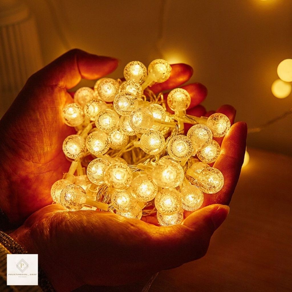 ไฟปาร์ตี้ ไฟลูกบอล ไฟเชอร์รี่ สำหรับแต่งห้อง มีฉนวนหุ้มในตัว ไม่ร้อนลวกมือ ไฟแต่งบ้าน แบบไร้สายไม่ต้องชาร์จ ใช้ถ่าน