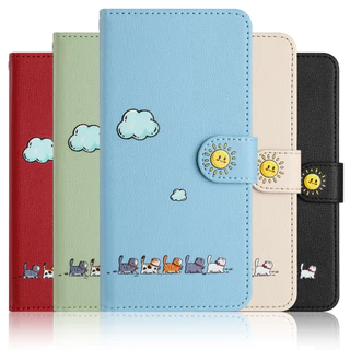 เคส Case for OPPO Reno 16 16F 15 Pro Max 15F 14 13F 14F 13 F A5i A5 A3 A6 A6s A6c A6t A6x A5x A3x A58 A74 A95 A79 5G เคสโทรศัพท์หนังฝาพับพร้อมช่องใส่บัตรสําหรับ Cartoon Cats Wallet PU Leather Cover With Card Slots Soft TPU Shell Hand Strap ซองมือถือ KTM