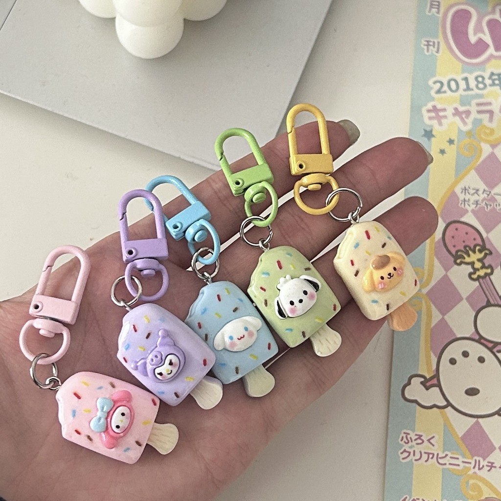 หัวเข็มขัดสี f74พวงกุญแจไอศครีมน่ารักสนุกการ์ตูนจำลองอาหารเล่นจี้คู่แฟนกระเป๋าเป้เครื่องประดับ