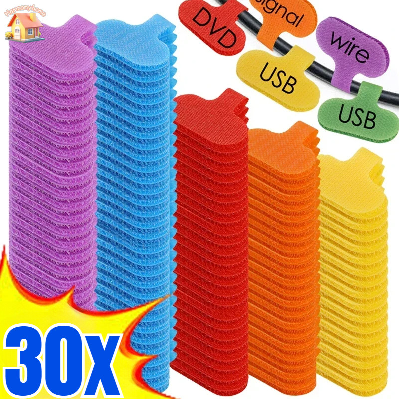 Writable Data Cable Office Organizer Ties - สีสัน Writable Reusable Self-locking Wire Classification Label
