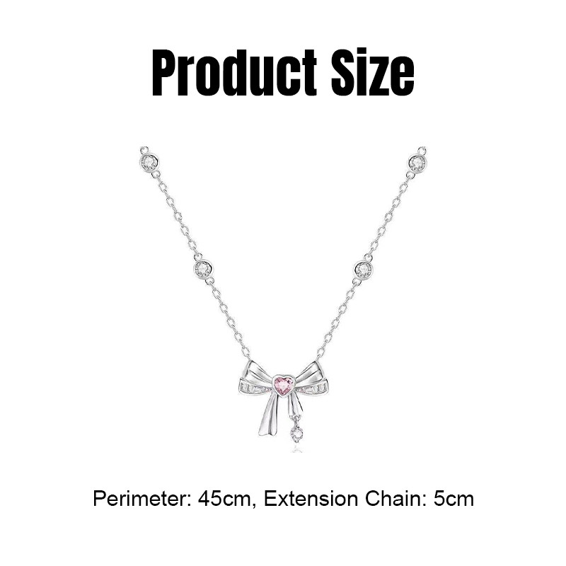 สร้อยคอโบว์ หัวใจพลอยเทียม ระดับไฮเอนด์หรูหราหวาน แฟชั่นสไตล์เกาหลี โซ่ไหปลาร้า เข้ากับทุกการแต่งกาย - รูปที่ 6