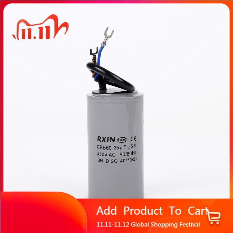LAZAZ 35uf ตัวเก็บประจุ CBB60 35uf 450V มอเตอร์เครื่องอัดอากาศสตาร์ทตัวเก็บประจุ 450V 35uf 50*100 มม