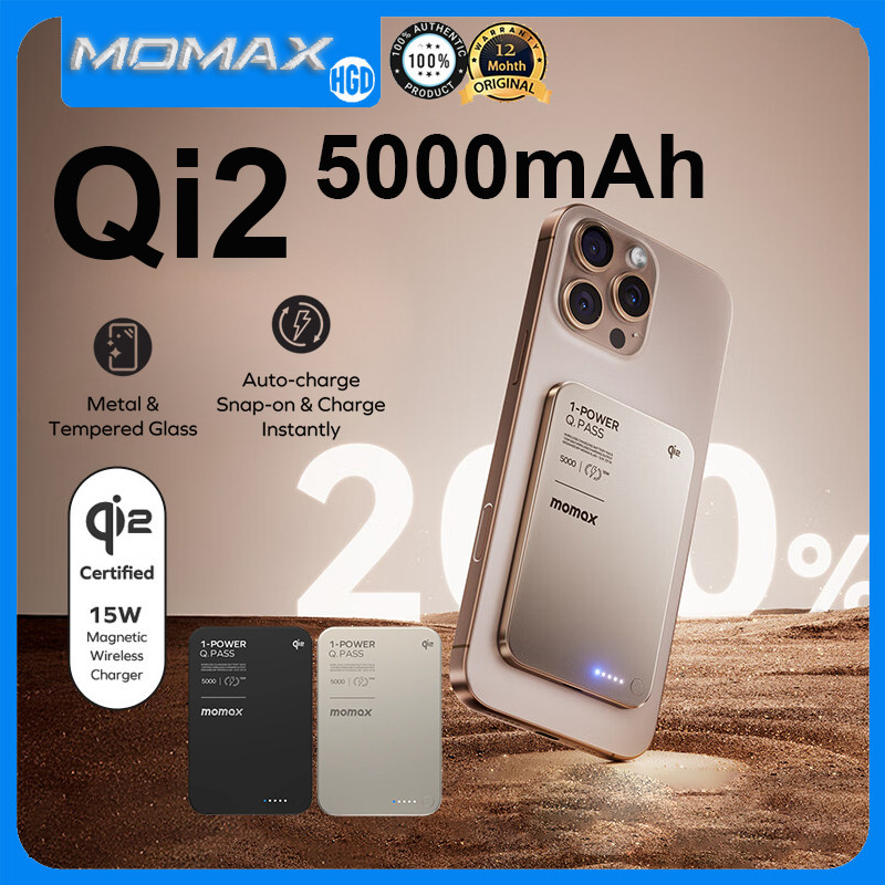 Momax Q.Pass Qi2 5000mAh Magnetic Wireless Power Bank 15W Fast Charging Powerbank