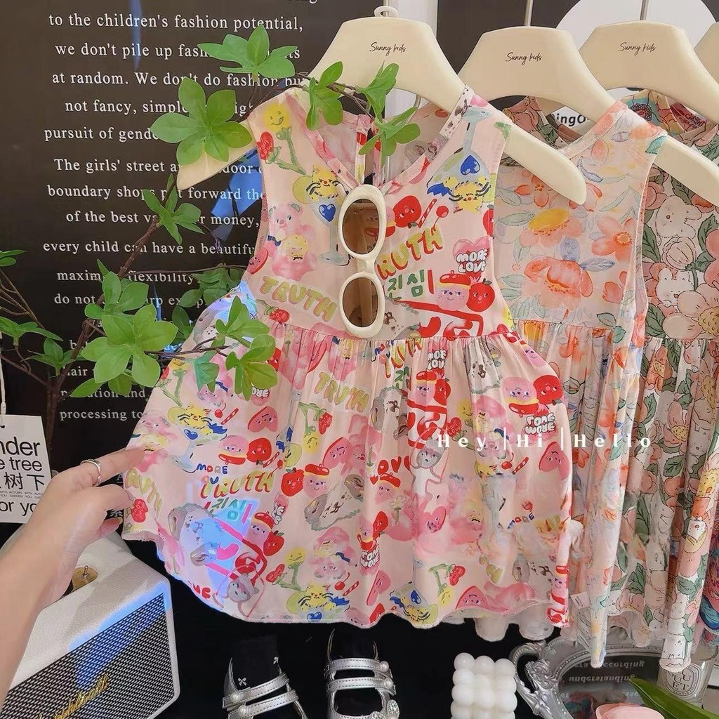 ชุดเดรสเด็ก ลายดอกไม้สำหรับเด็กผู้หญิง ดีไซน์น่ารักๆ ใส่สบายๆ ผ้าพริ้วสวย ลายสวยคอจีน กระดุมหน้า แขนตุ๊กตาบานน่ารักๆ - รูปที่ 5