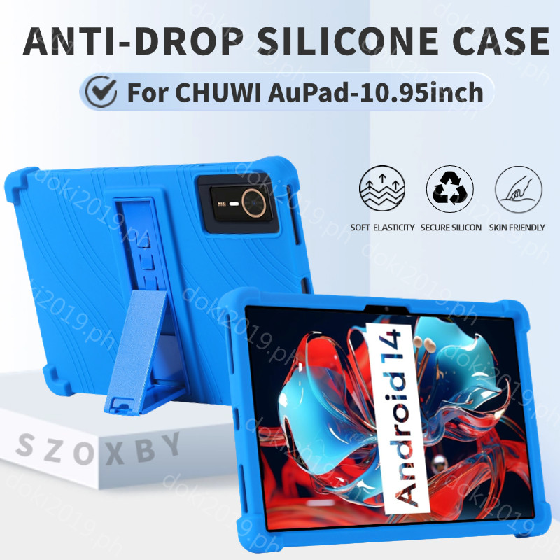 กรณี สําหรับ CHUWI AuPad 10.95 "แท็บเล็ตซิลิโคนกันกระแทกฝาครอบขาตั้งปรับได้ Soft Silicon Stand เปลือ