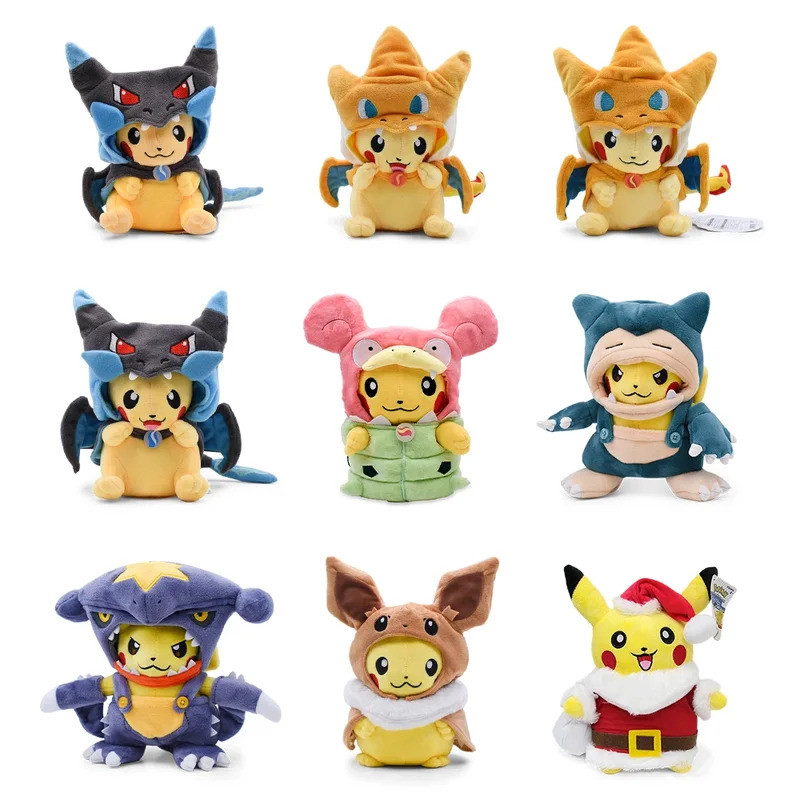Cos Eevee Pikachu Cosplay Plush Toys Charizard Peluche Lucario Stuffed Animal Doll Collectible Gift,
