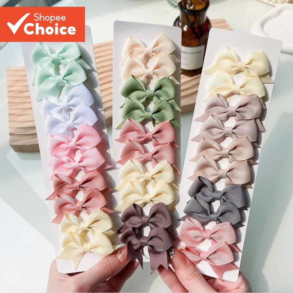 กิ๊บติดผมโบว์ริบบิ้นสีสันสดใสสําหรับเด็ก 10 ชิ้น/เซ็ต– เปลือย แฮนด์เมด, เหมาะสําหรับของขวัญคริสต์มาส