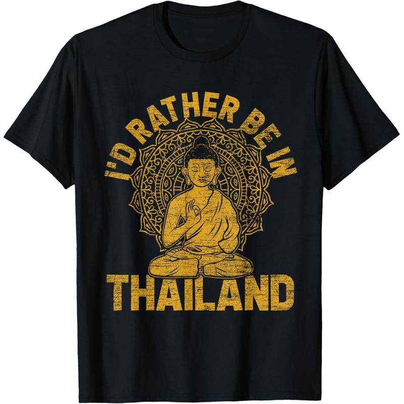 ผู้ชาย Tshirts สไตล์สตรีท เสื้อยืด "Phuket Chiang Mai Koh Samui - I'd Rather Be In Thailand" สุดคูลM