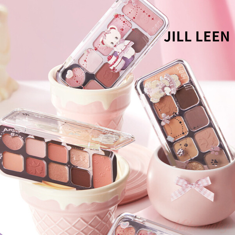 JILL LEEN แผ่นอายแชโดว์ 9 สี แป้งละเอียดอเนกประสงค์และรอบด้าน หมีน่ารัก