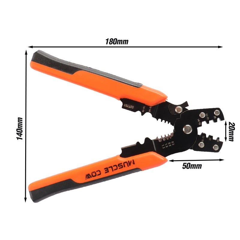 MUSCLE COW คีมตัด ปอก ย้ำ สายไฟ 8 นิ้ว คีมเฉพาะทางสำหรับตัด ปอก และย้ำหางปลา - รูปที่ 2