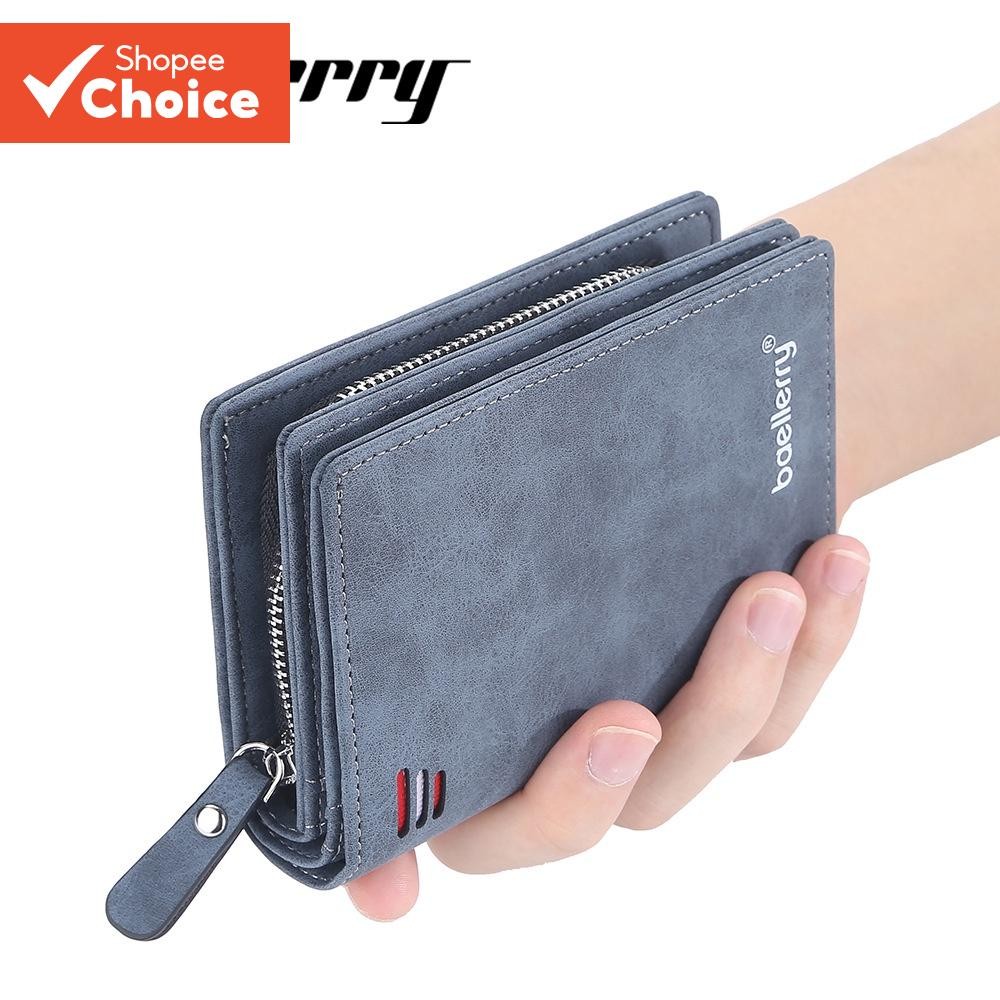 Baellerry Nubuck Vertical Wallet - กระเป๋าใส่เหรียญซิปหลายบัตรยุโรปและอเมริกาสําหรับผู้ชาย