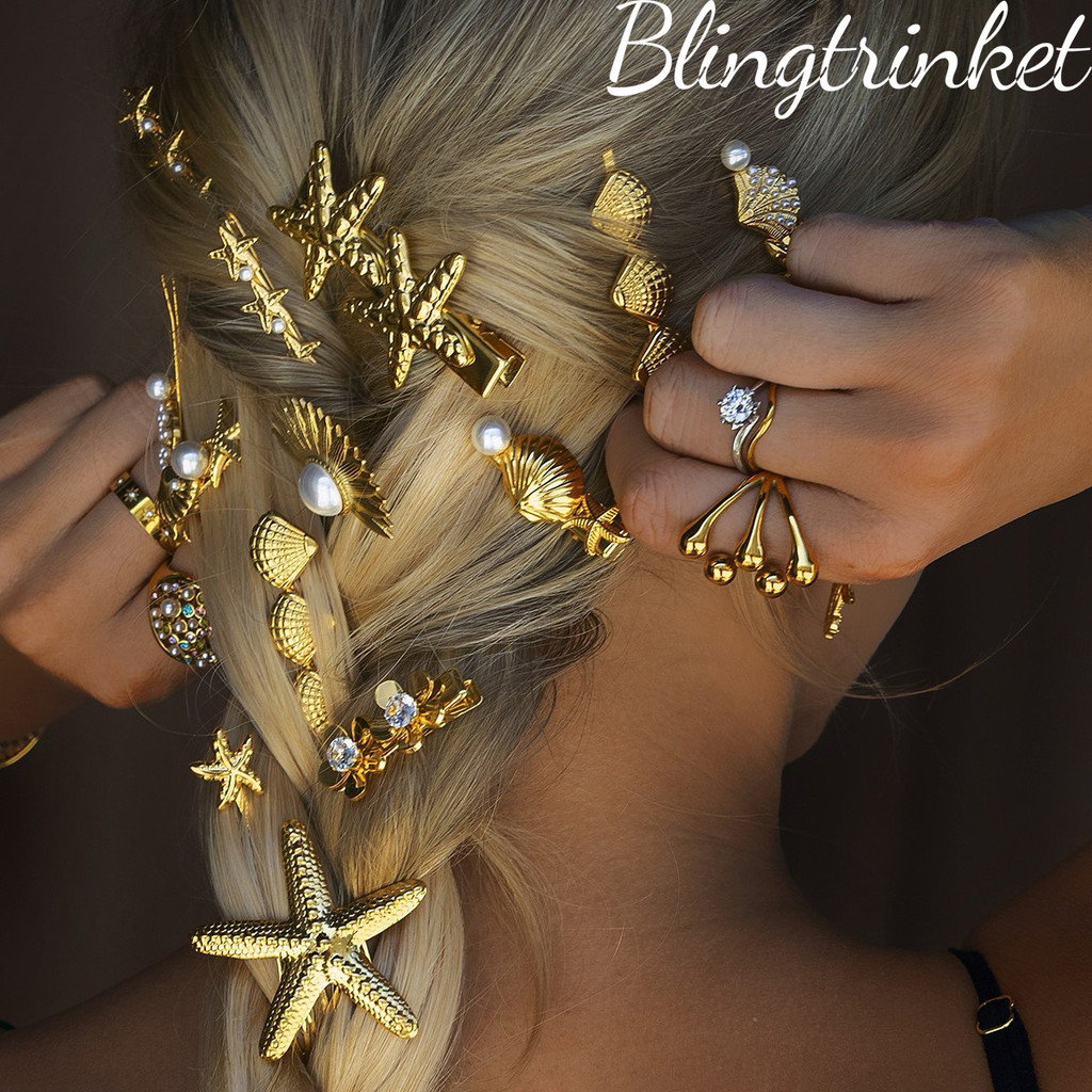 BlingTrinket🌸กิ๊บติดผมสไตล์ใหม่🌸งานฝังดอกไม้โลหะผสมกิ๊บติดผม หลากหลายสไตล์ ตกแต่งผมสไตล์เกาหลี