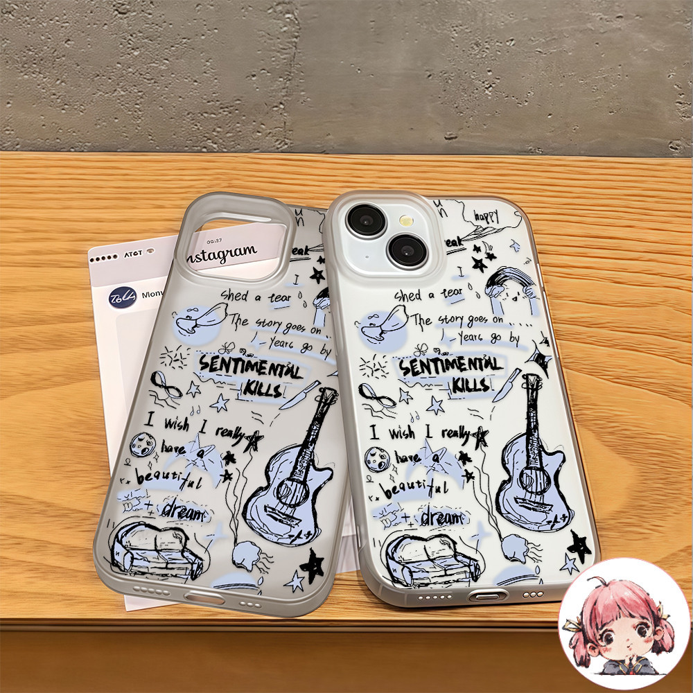 จัดส่งทันที เคสของไอโฟน16 ลายกีตาร์ เปียโน เคสแบบด้านสำหรับIPhone13 12 16 14 15 11 Pro PROMAX X XR XSMAX 7/8PLUS ป้องกัน