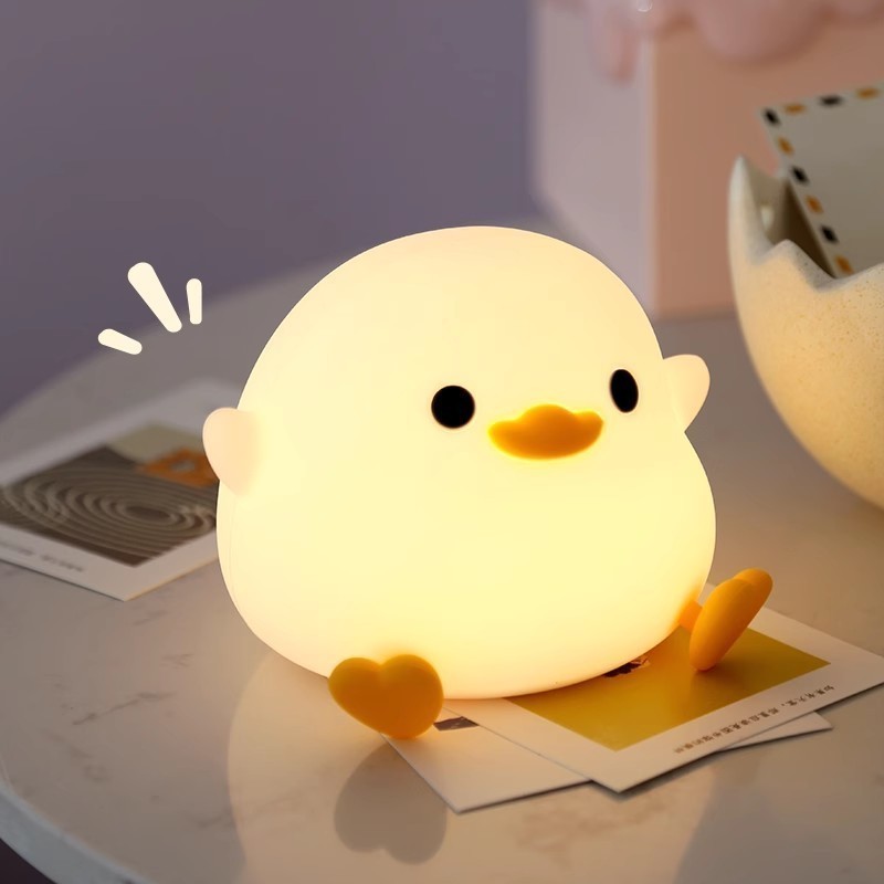 เป็ดน่ารักไฟกลางคืนไฟนอนหลับไฟอารมณ์ นํา ไฟกลางคืนซิลิโคนอ่อนนุ่มพร้อมการชาร์จ ยูเอสบี เซ็นเซอร์สัมผัสไฟกลางคืนของขวัญ - รูปที่ 6