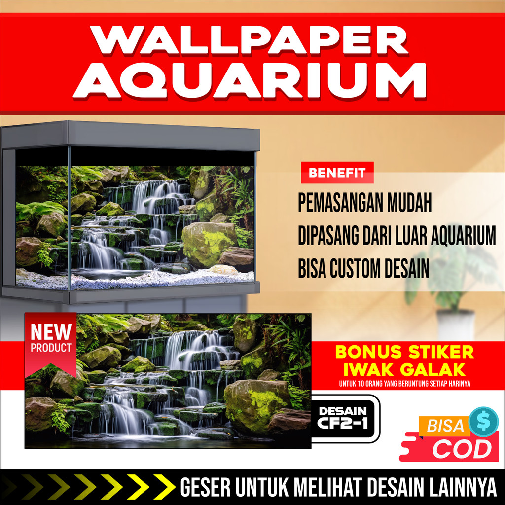 3D REAR AQUARIUM BACKGROUND สติ๊กเกอร์ติดผนังพร้อมรูปถ่ายรูปถ่ายรูปถ่าย CF2