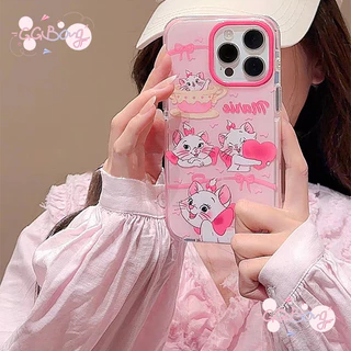 เคสกันกระแทกลายแมวสีชมพูหวานๆ ผูกโบว์รูปหัวใจ เคสไอโฟน 16 เคส 16 14 15 13 11 12 Pro Max XS X XR Max 16 14 15 7 8 Plus SE