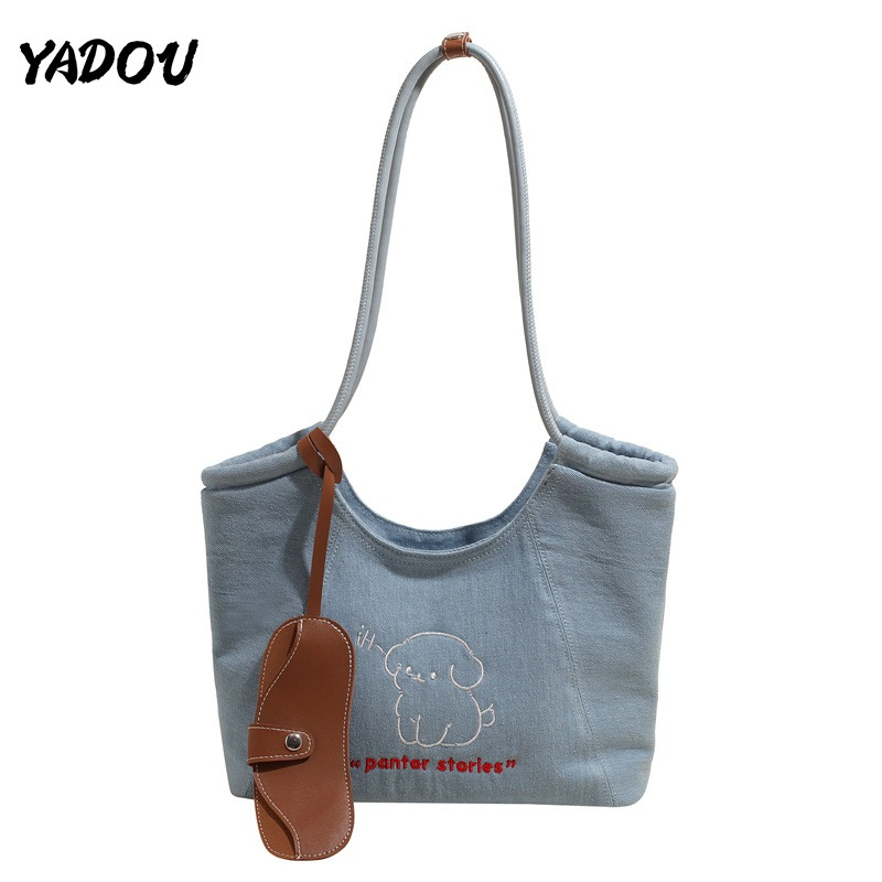 YADOU กระเป๋าโท้ท Urban Simple Cute Puppy พิมพ์กระเป๋าถืออเนกประสงค์ใหม่