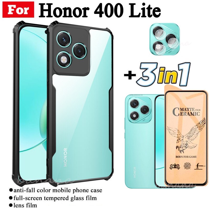 3 ใน 1 สําหรับ Honor 400 Lite เคสโทรศัพท์กันกระแทกสําหรับ Honor X8C X7C X8B X7B X6B เซรามิค Frosted 