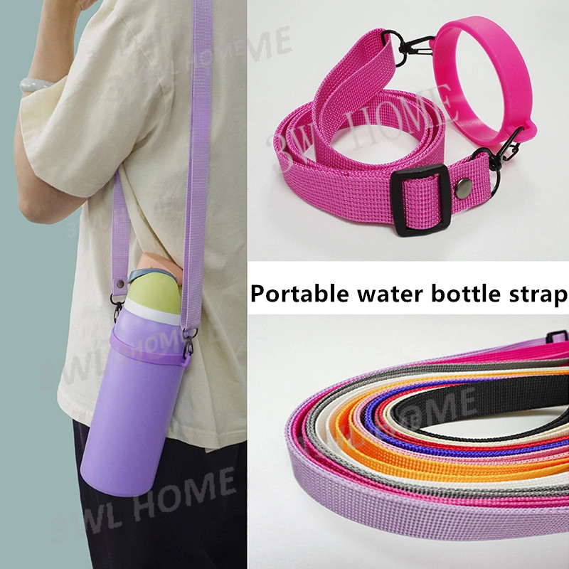 ที่วางขวดน้ําทั่วไปพร้อมสายสะพายไหล่ปรับได้ PortableTumbler Carrier Owala Handle Strap พร้อมที่วางซิลิโคนวงกลมสําหรับ Most 8-40oz Tumbler