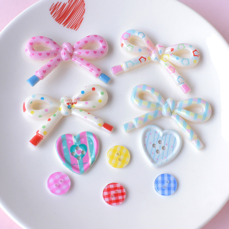 10ชิ้น/แพ็คหวานน่ารักโบว์ปุ่มเรซิ่นอุปกรณ์เสริมสําหรับกิ๊บหมวกรองเท้าดอกไม้ทําวัสดุ