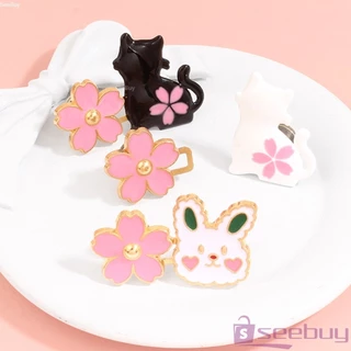 SUY ตะขอปรับเอวกางเกง กระโปรง หัวเข็ม ลายดอกไม้/แมว/กระต่ายน่ารัก 1 ชิ้น Waist buckle