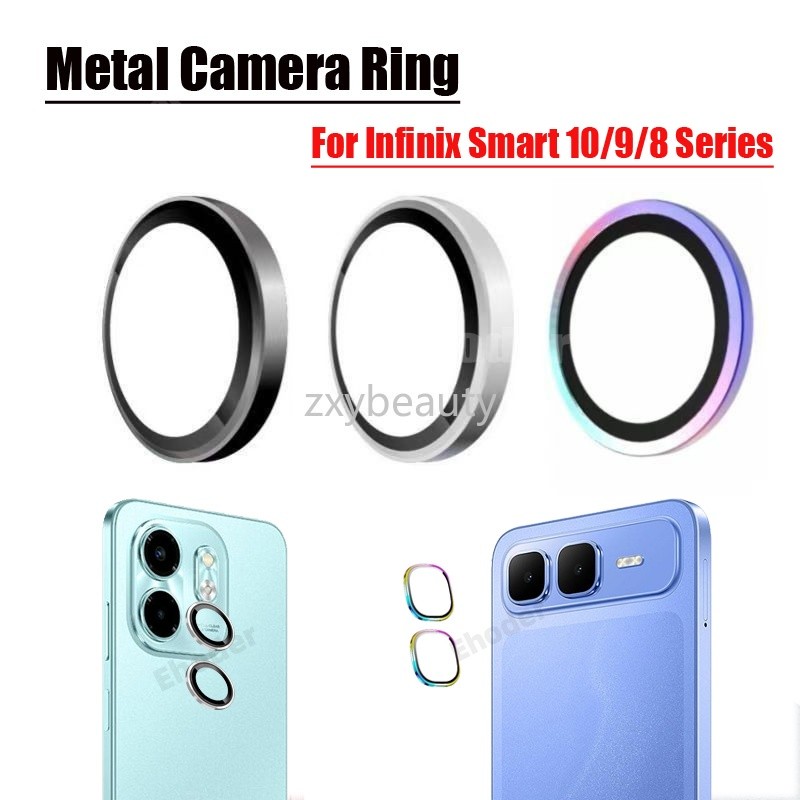 สําหรับ Infinix Smart 10 Plus 9 8 Pro HD 5G 4G 2025 เลนส์กล้องกระจกสําหรับ Smart10 10Plus 10HD Smart9 9HD Smart8 8Pro Smart8Pro กลับเลนส์โลหะป้องกันแหวนฝาครอบ