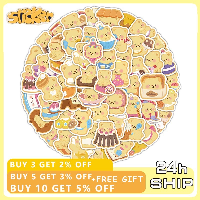100PCS Kawaii เนยหมีสติกเกอร์ DIY แล็ปท็อปโทรศัพท์กันน้ํา Decal ของเล่นเด็กของขวัญ