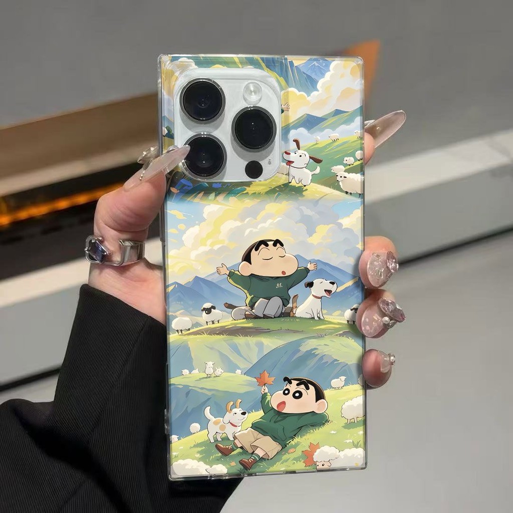 [Cube] Sheep Shin-Chan Ice Crystal Cube เหมาะสําหรับ Apple 16ProMax1514 เคสโทรศัพท์ iPhone13/12 หรูหรา