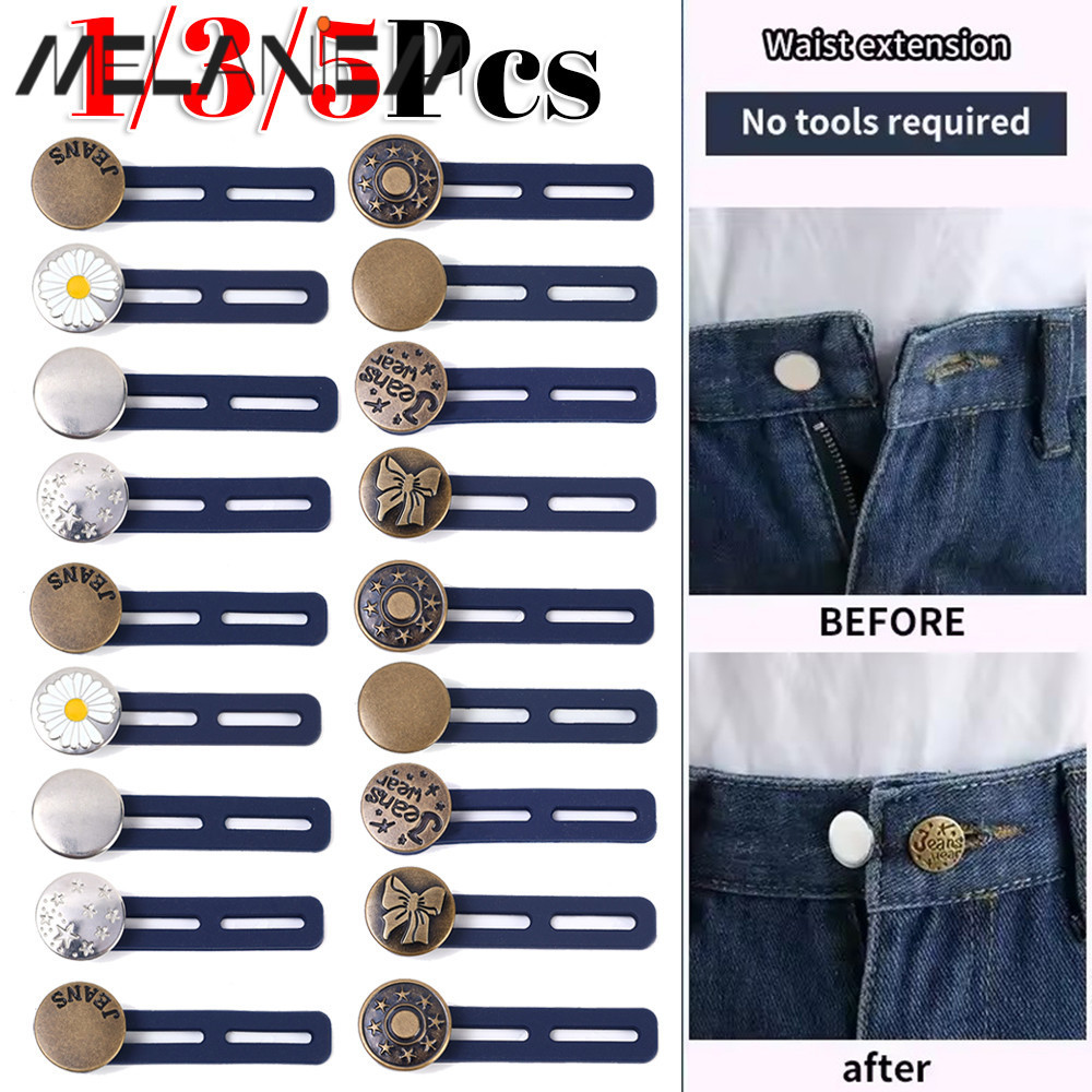 [INFASHION]1/3/5ชิ้น ตัวขยายเอว | ปุ่มกางเกงยีนส์แบบใช้ซ้ําได้ 54mmx17mm, ตัวปรับโลหะเคลือบยางสําหรับการปรับแต่งกางเกง
