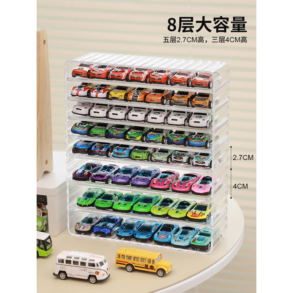 กรณีแสดงคริลิคสำหรับ1:64 D iecast รถของเล่นหลายชั้นใสออแกไนเซอร์จัดเก็บกล่องสำหรับเด็ก
