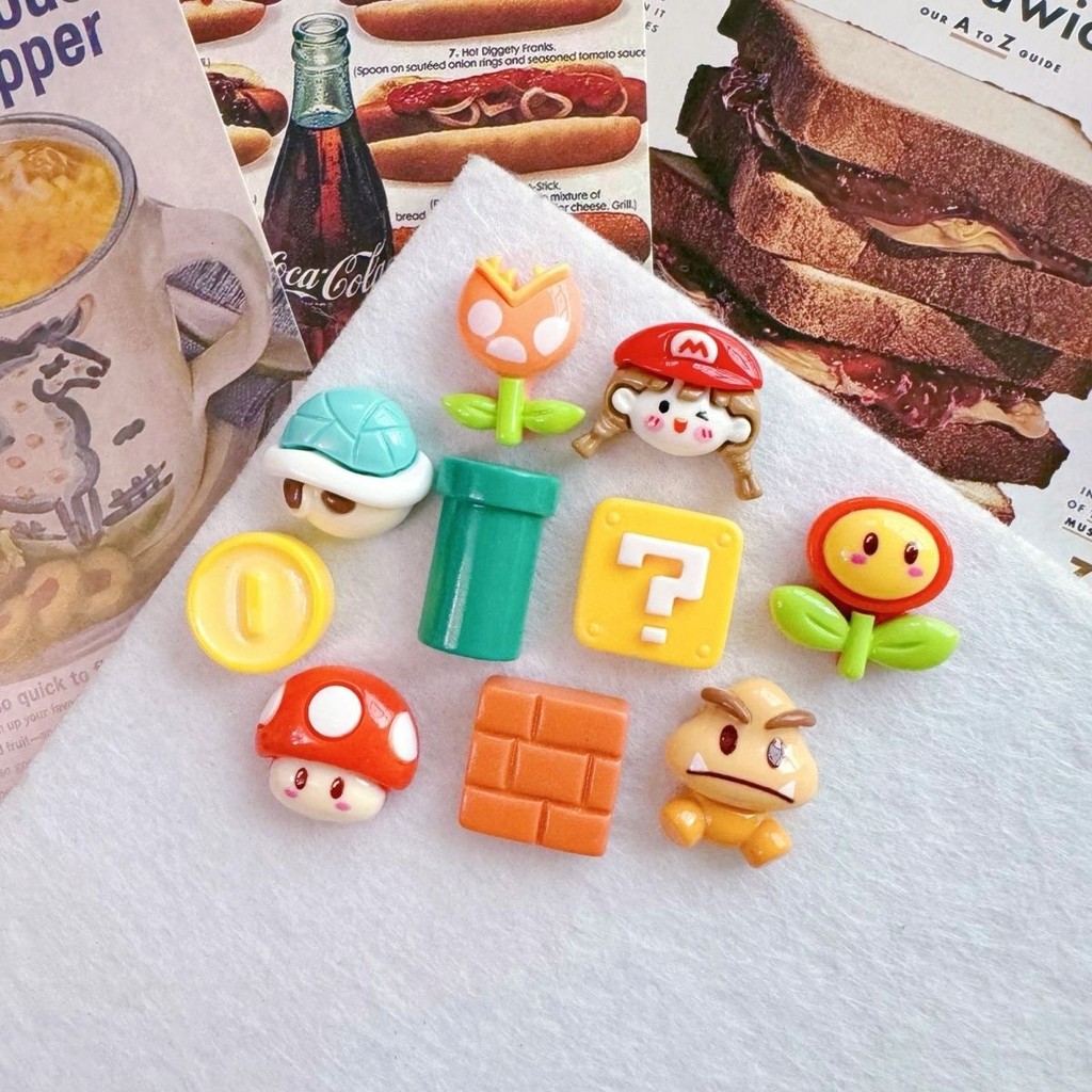 [100 ชิ้นในสต็อก] อุปกรณ์เสริมเกมการ์ตูนซูเปอร์มาริโอ 3D มาริโอ DIY ครีมโทรศัพท์ อุปกรณ์เรซินทำมือ