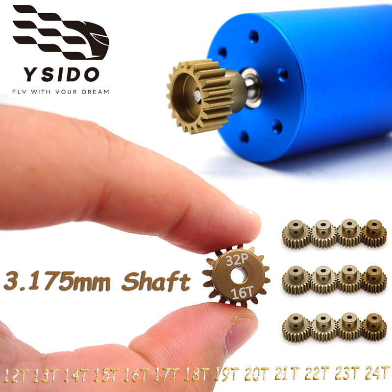M0.8 3.175 มม.7075 อลูมิเนียมมอเตอร์เกียร์ 13T 14T 15T 16T 19T 20T 21T 22T 23T 24T โลหะ Pinion สําหร