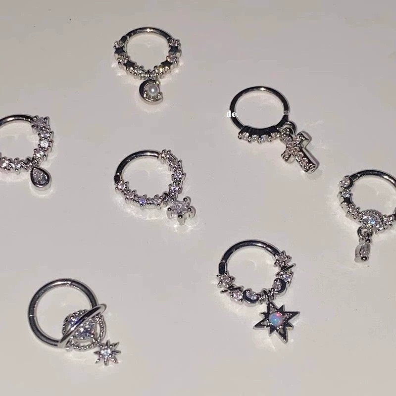 ต่างหู Rhinestone Cross Planet ใหม่สําหรับผู้หญิง