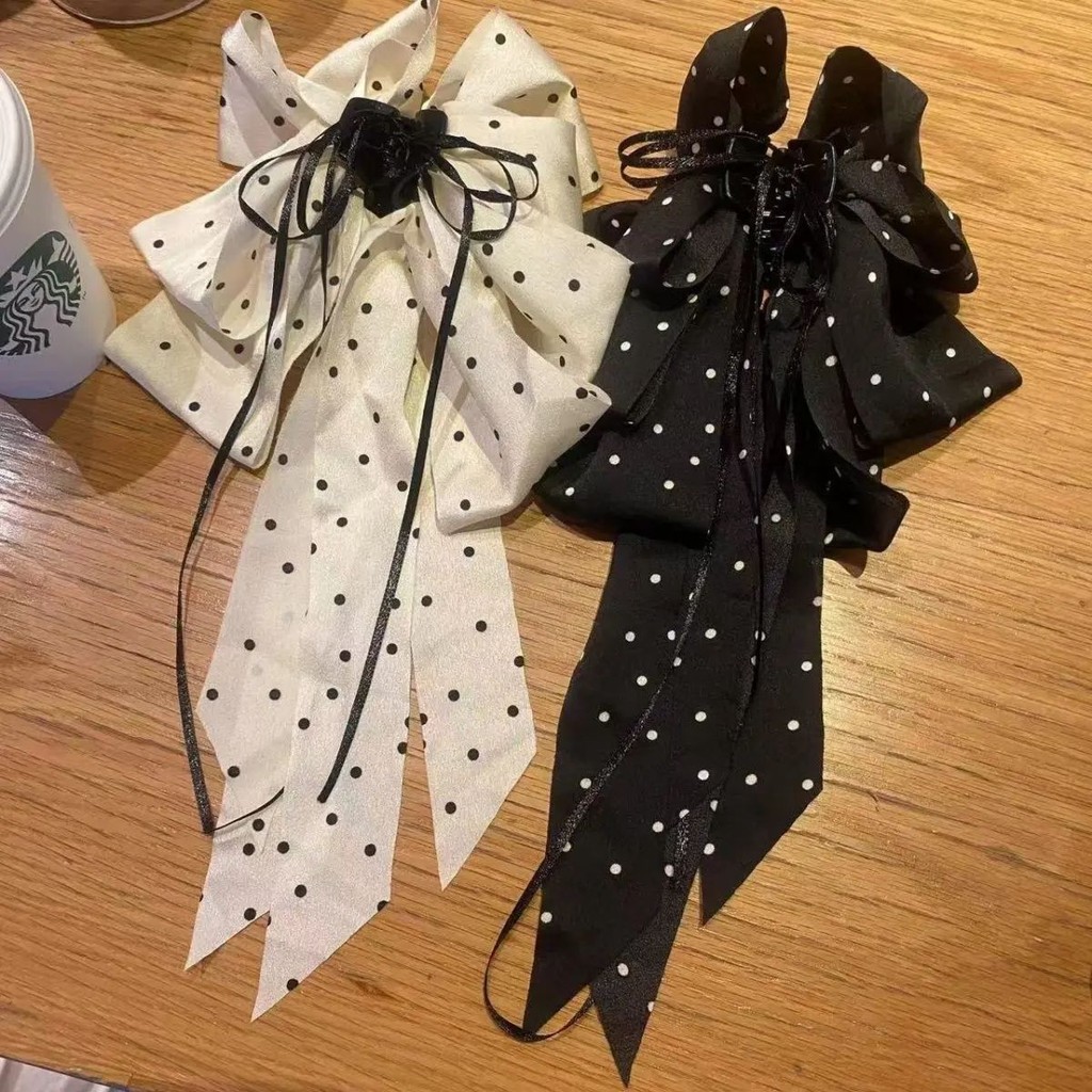 2025 Polka Dot Knot Clamp คลิปผมหางม้าลําแสงระดับไฮเอนด์หญิง