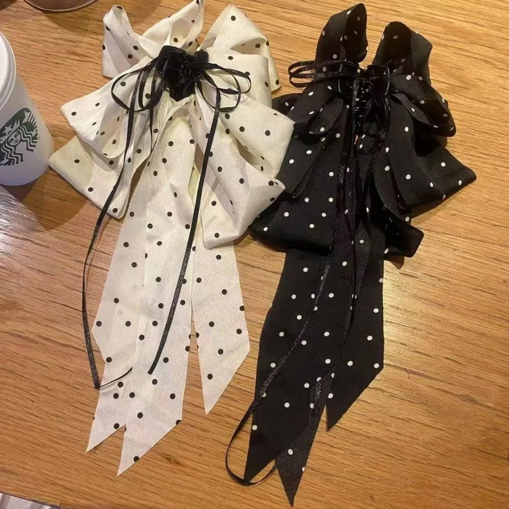 2025 Polka Dot Knot Clamp คลิปผมหางม้าลําแสงระดับไฮเอนด์หญิง