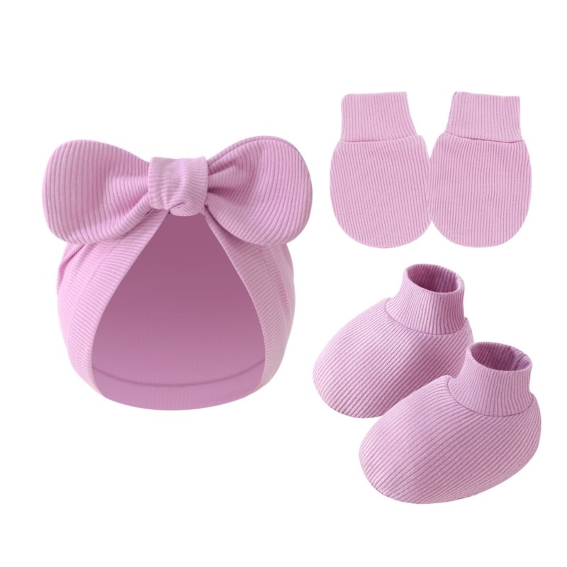 ชุดป้องกันข่วนและหมวกทารก พร้อมถุงเท้าผ้าฝ้ายนุ่ม สำหรับทารกแรกเกิดถึง 6 เดือน - รูปที่ 6